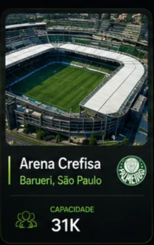 Card do estádio Arena Crefisa, Barueri, São Paulo, capacidade 31K
