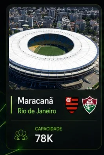 Card do estádio Maracanã, Rio de Janeiro, capacidade 78K