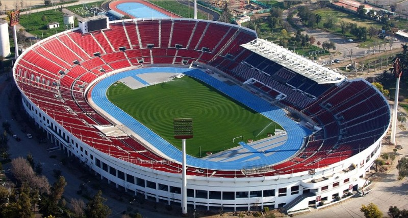 Vista aérea do Estádio Nacional Julio Martínez Prádanos, em Santiago, Chile