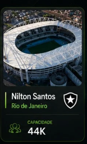Card do estádio Nilton Santos, Rio de Janeiro, capacidade 44K